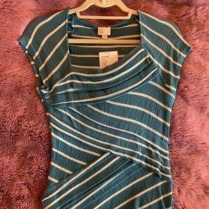 New Anthropologie Turquoise Flattering Cross Top M